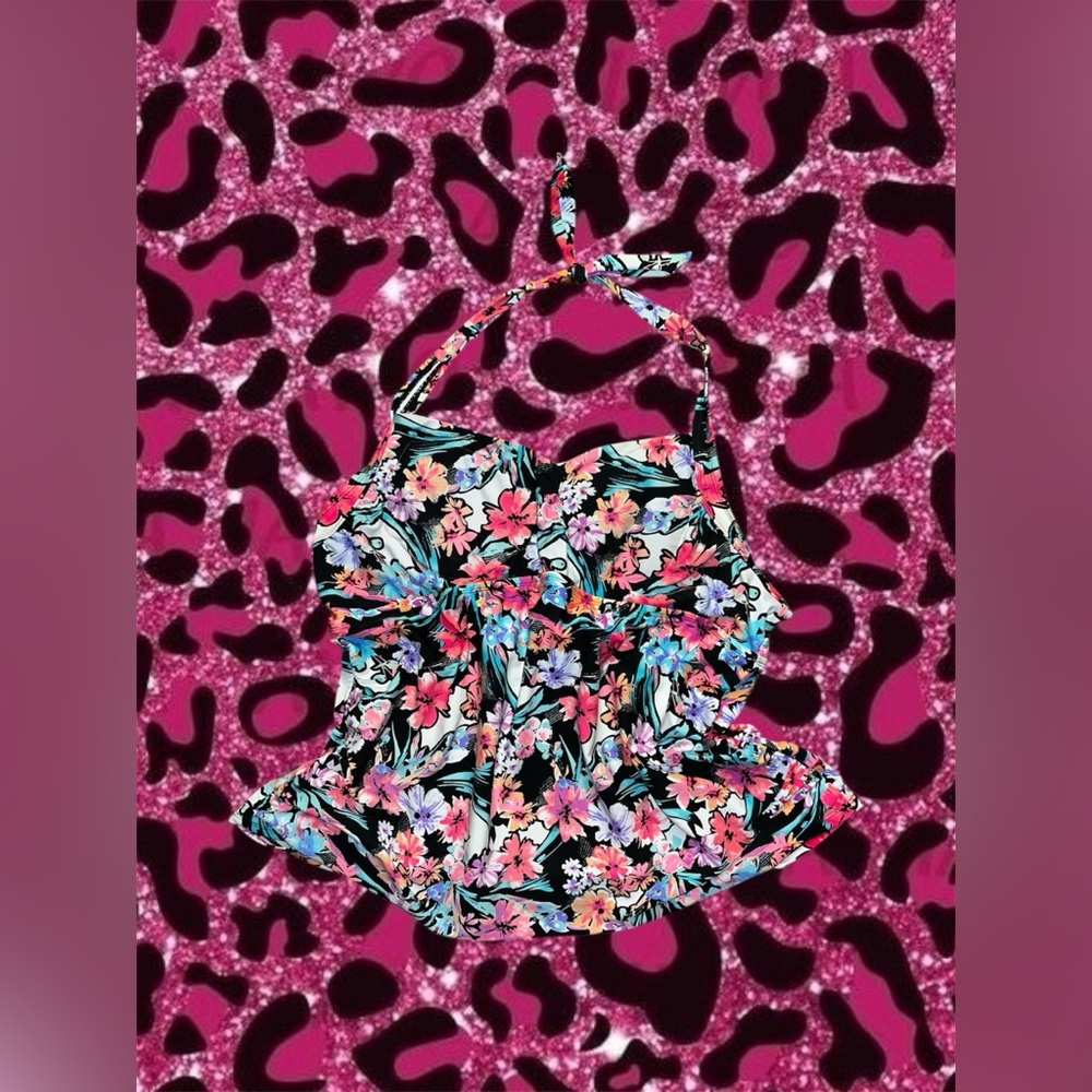 Cute floral halter swim top